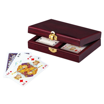 Ekskluzywne 2 x Piękne Karty w drewnianej lux  szkatułce firmy Piatnik