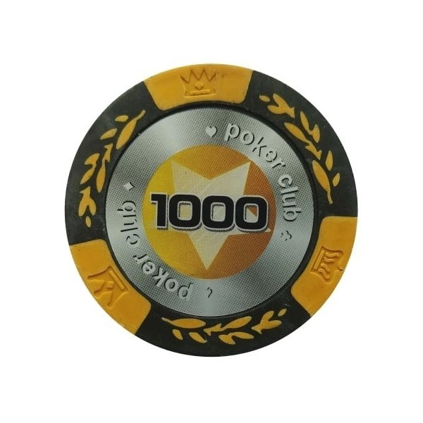 Evergreen Żeton Poker Club Chip Nominał 1.000 Kolor żółty – 25 sztuk