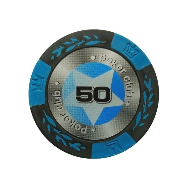 Evergreen Żeton Poker Club Chip Nominał 50 Kolor jasnoniebieski – 25 sztuk