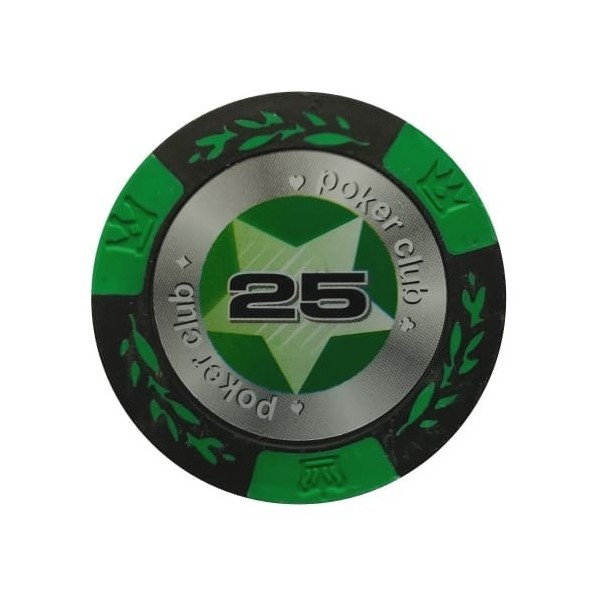 Evergreen Żeton Poker Club Chip Nominał 25 Kolor zielony – 25 sztuk