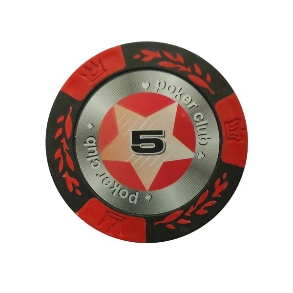 Evergreen Żeton Poker Club Chip Nominał 5 Kolor czerwony – 25 sztuk
