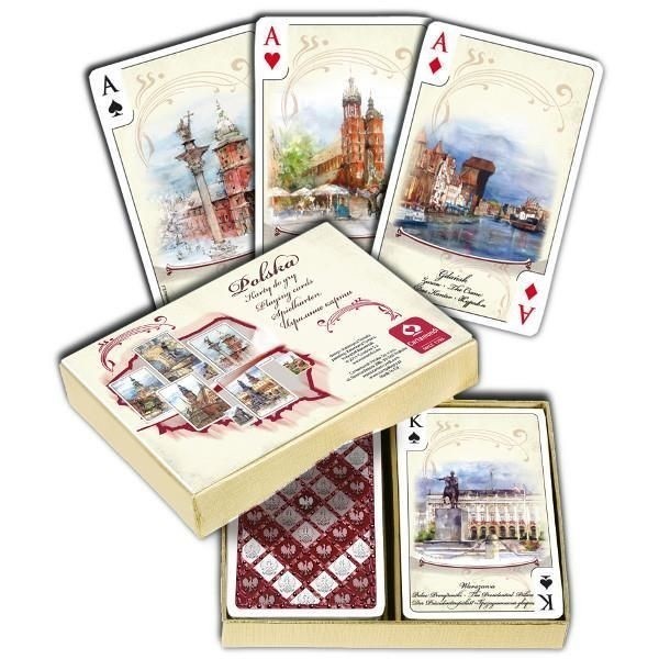 POLSKA AKWARELE - komplet brydżowy 2 x 55 kart