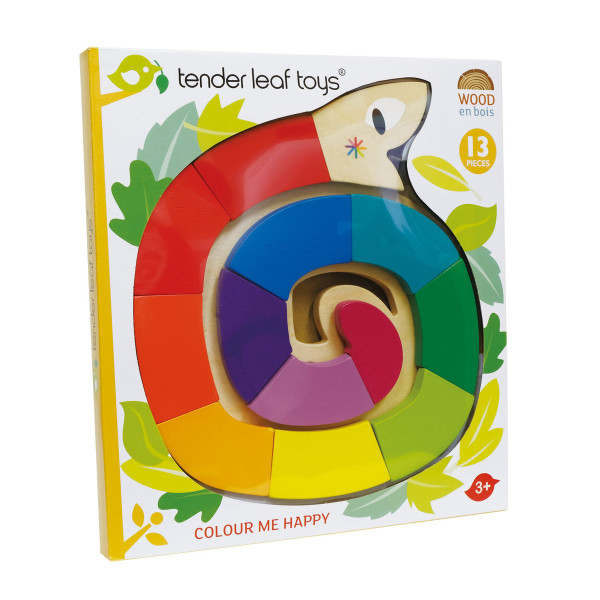 Drewniana zabawka - Kolorowy wąż, kolory i kształty